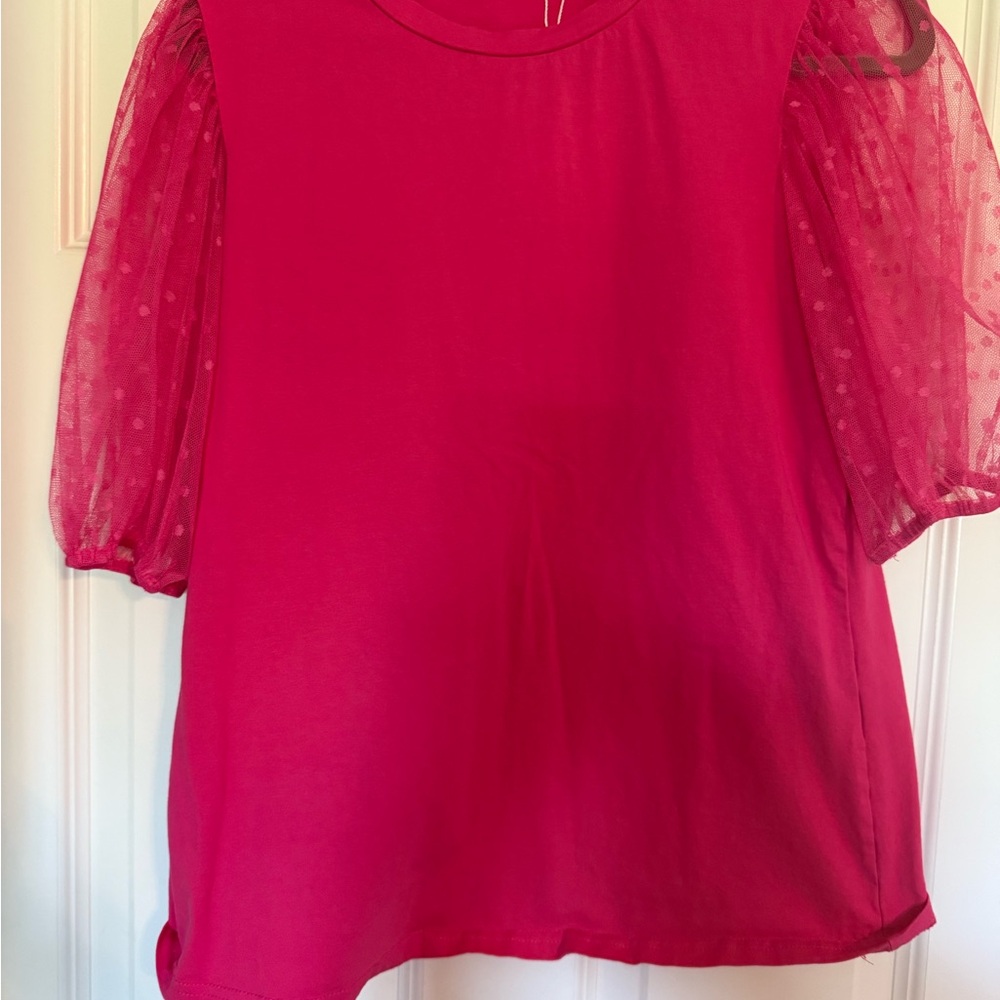 Chic Fuchsia Puff Sleeve Blouse